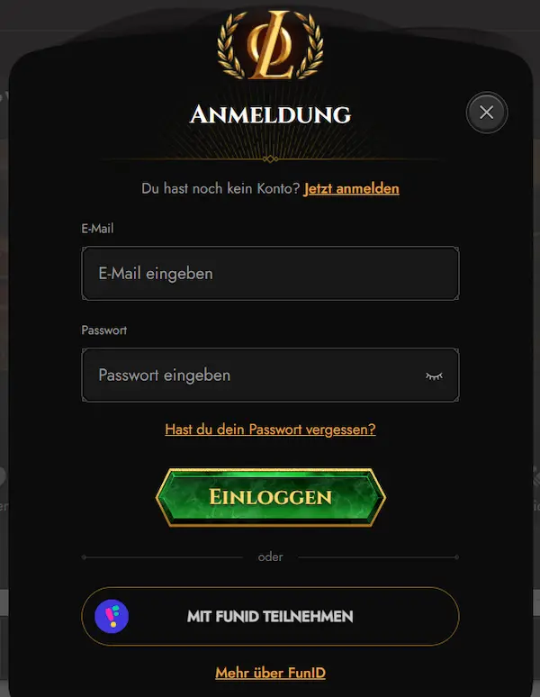 Legiano Casino login